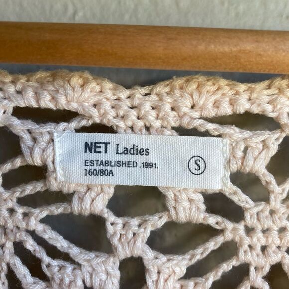 NET Ladies Peach Open Crochet Knit Peach Sweater Size: S - Picture 4 of 8